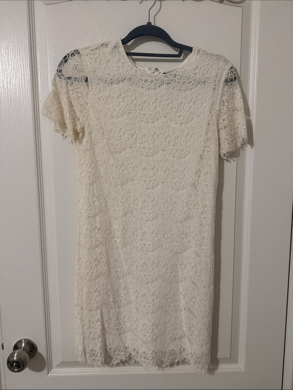 LULU’S Take Me to Brunch Ivory Lace Shift Dress